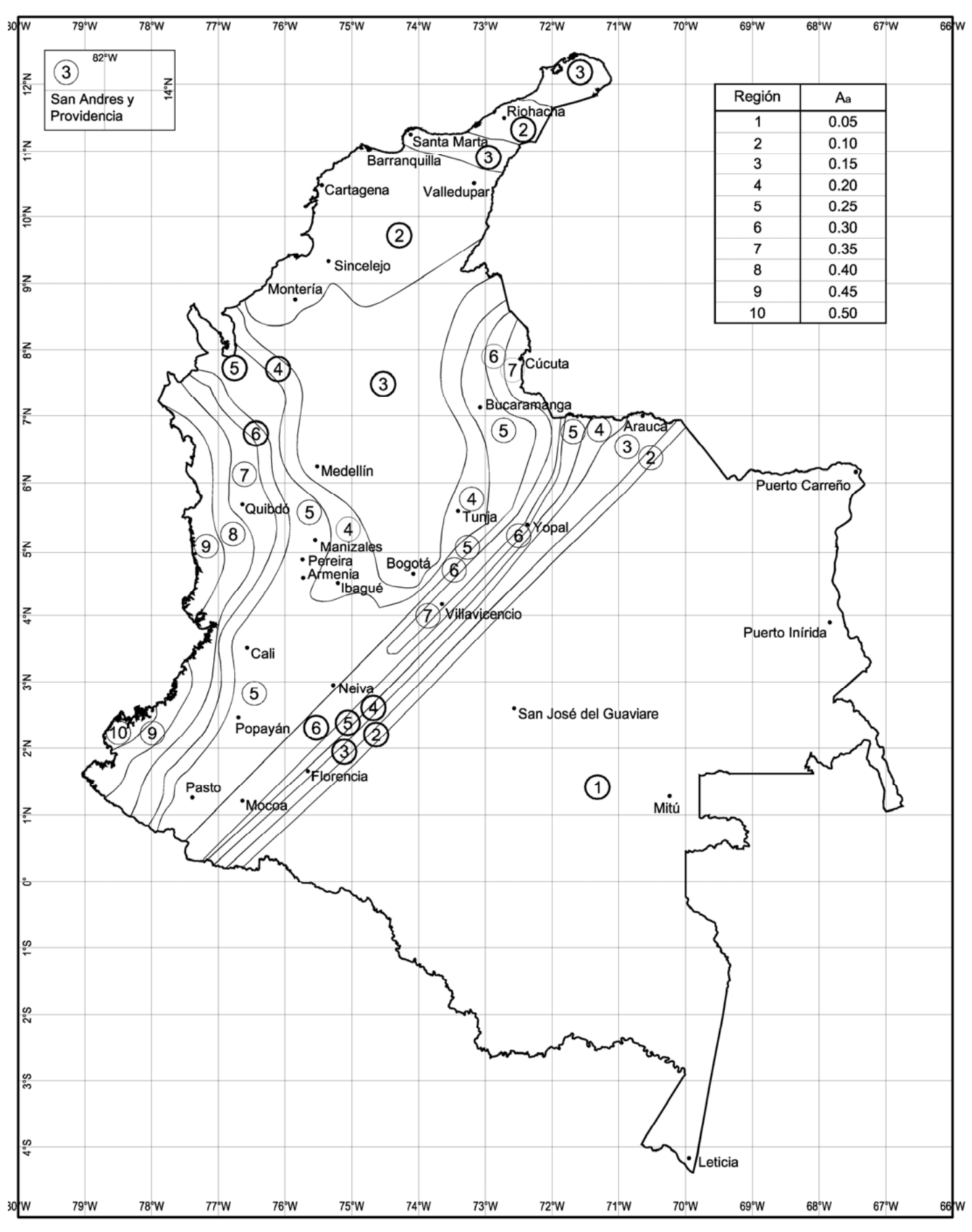 Figura A.2.3-2 — Mapa de valores de Aa